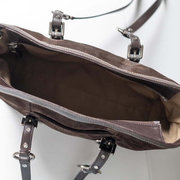 Coach Suede Leather Trim Tote Bag - Picture 6 of 6